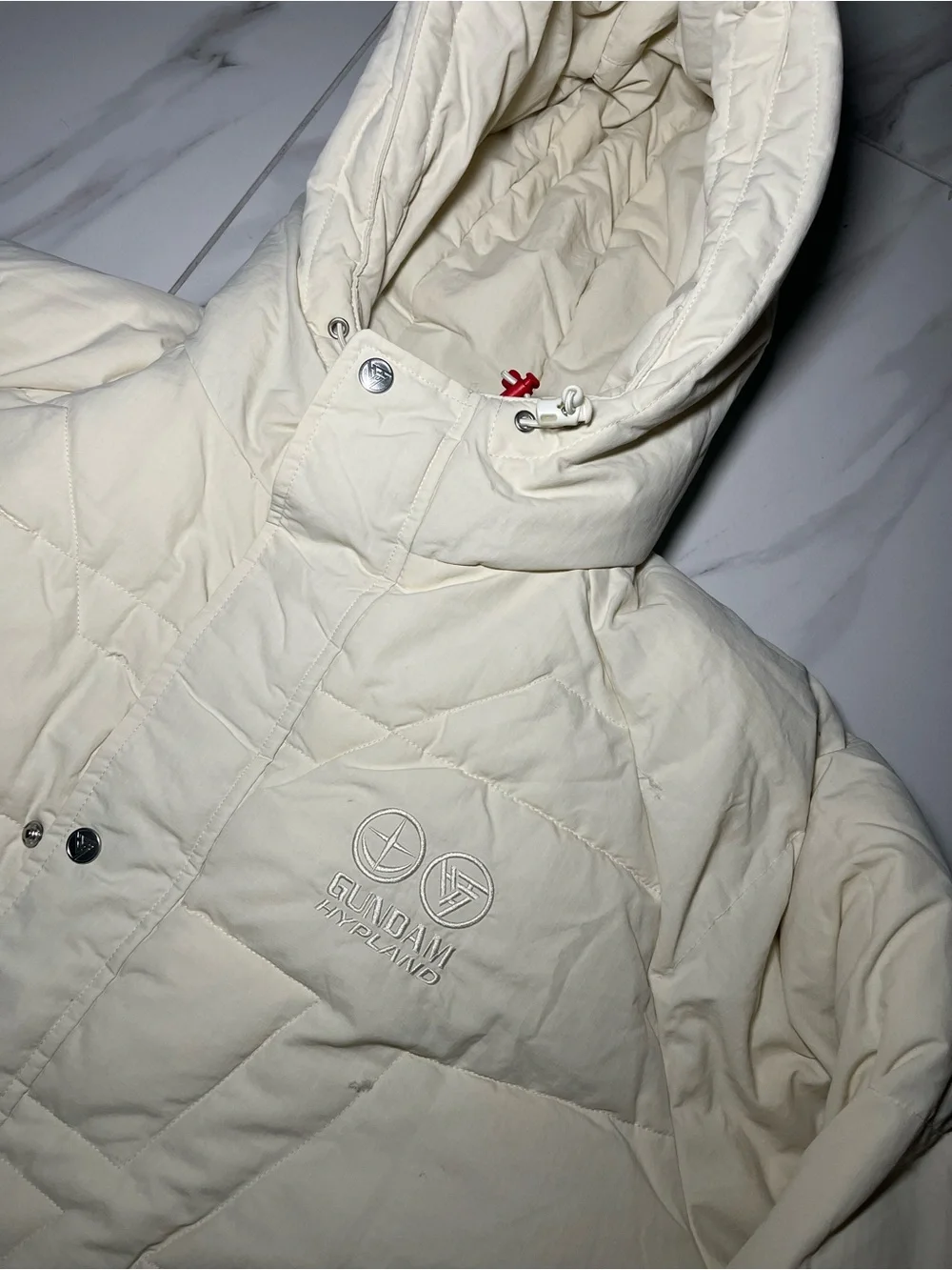 Hypland Gundam Reversible Colorblock Puffer Jacket - Cream/Blue/Red/Yellow
